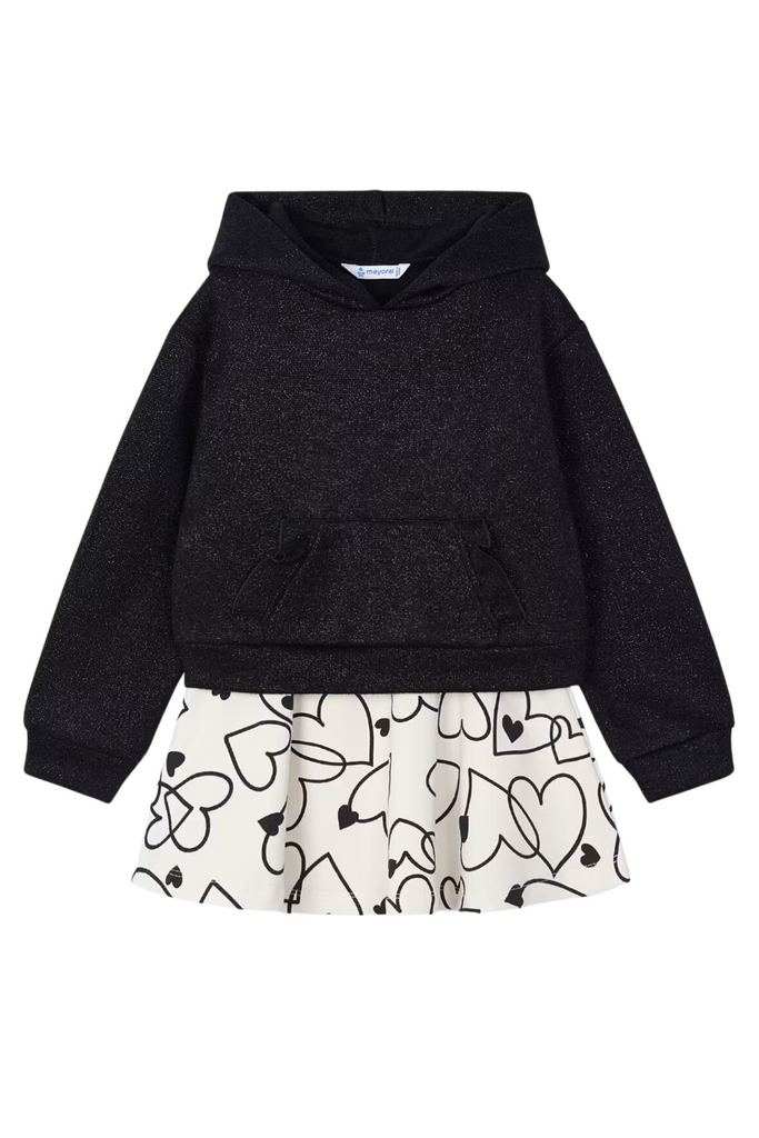 Black Hearts Skirt & Sweatshirt Set