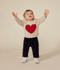 Petit Bateau - Cream Heart Knit Sweater