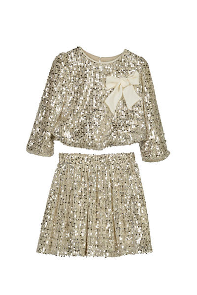 Champagne Sequin Skirt Set