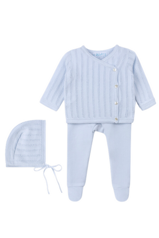 Pointelle Wrap Knit Set - Blue