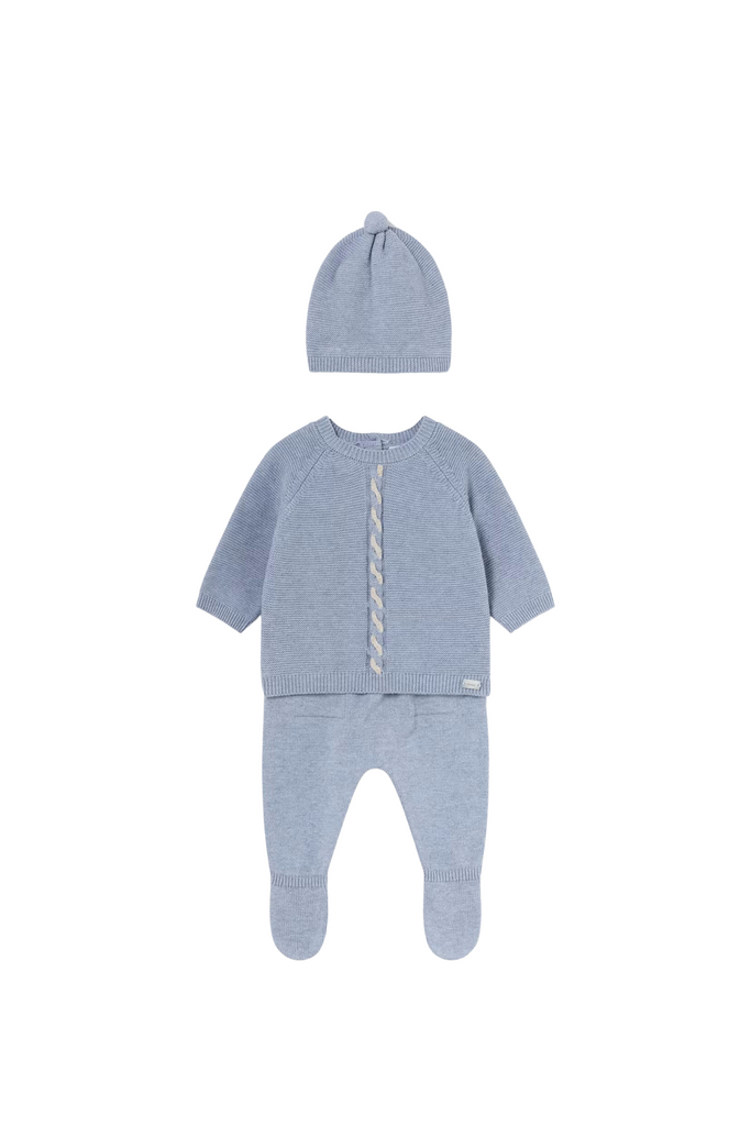 Blue 3 Piece Tricot Knit Set