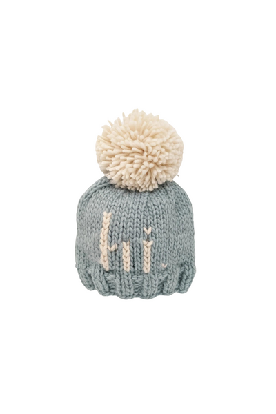 "Hi" Knit Beanie - Blue