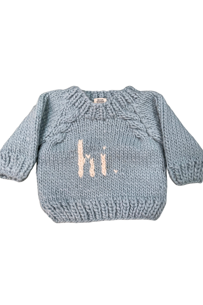 "Hi" Crewneck Sweater - Blue