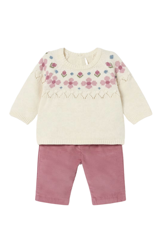 Pink Corduroy Pants and Sweater Set