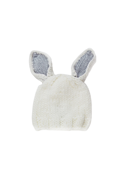 White Gray Bunny Hat