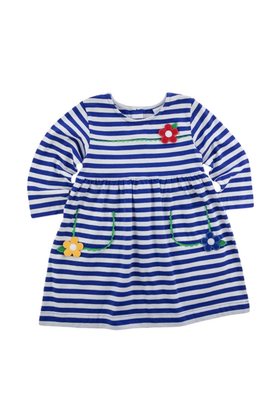 Flowers Stripe Knit Infant Dress