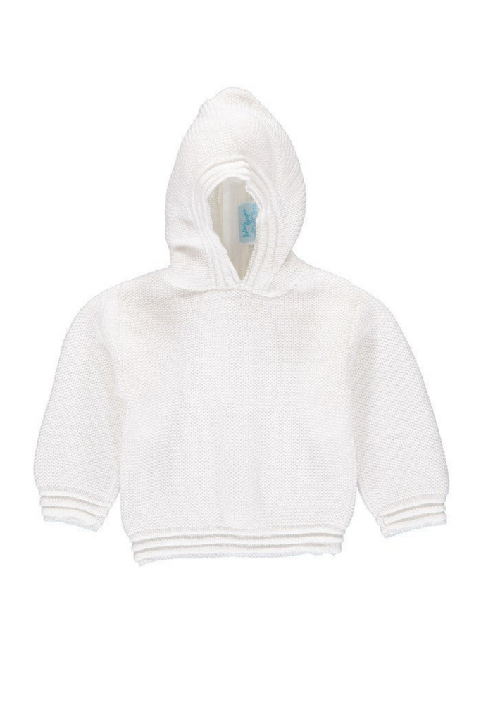 White Zip Back Hooded Sweater