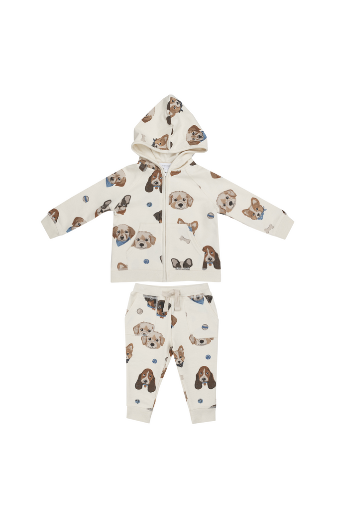 Vintage Puppy Faces Hoodie & Jogger Set