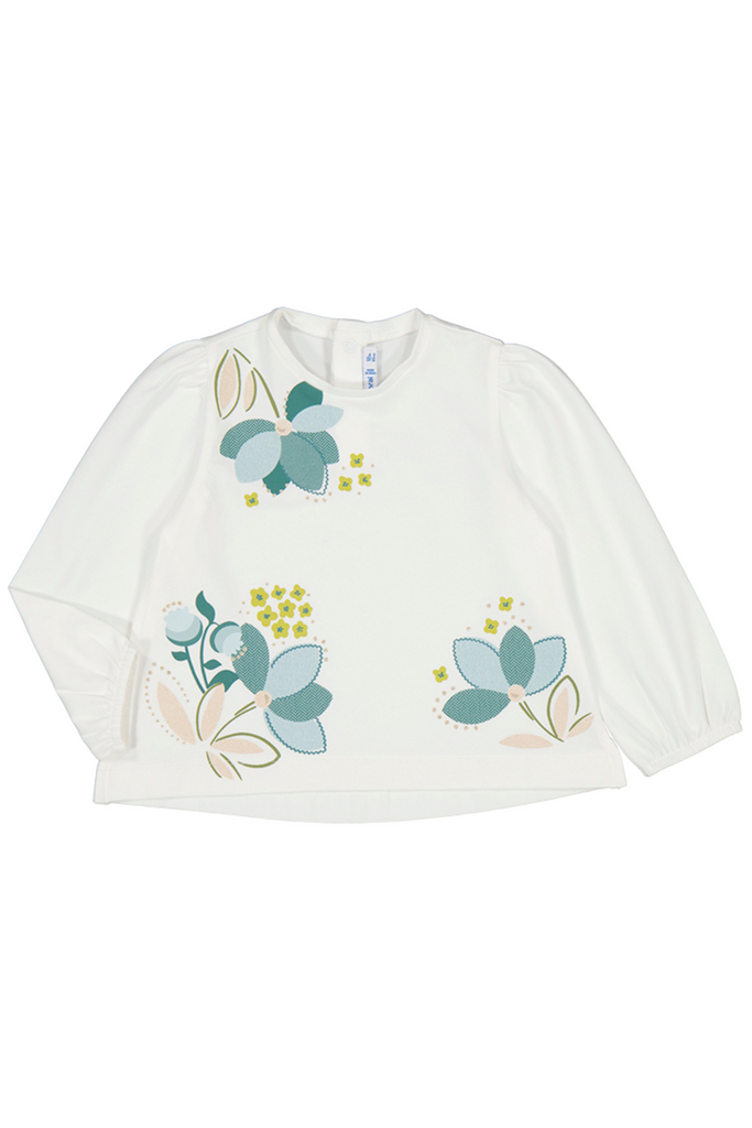 Natural Long Sleeve Flowers T-Shirt