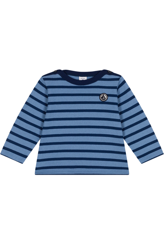 Petit Bateau - Blue Long Sleeve Striped Top