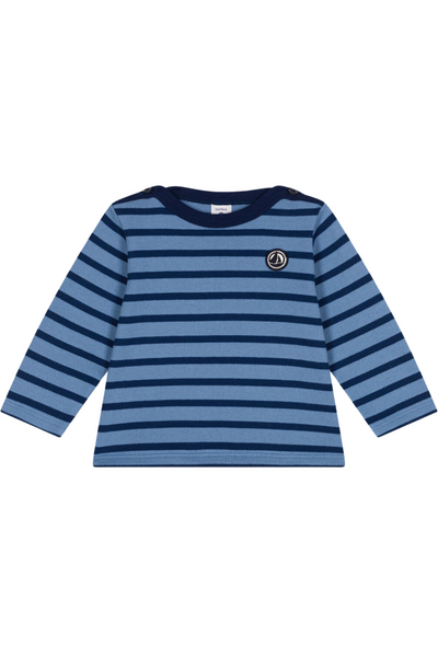 Petit Bateau - Blue Long Sleeve Striped Top