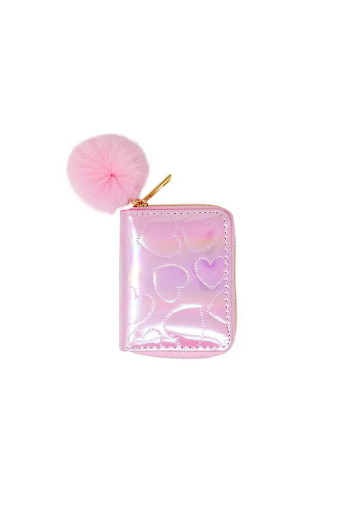 Pink Shiny Dotted Heart Wallet