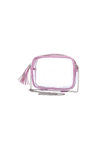 Pink Metallic Clear Crossbody Bag