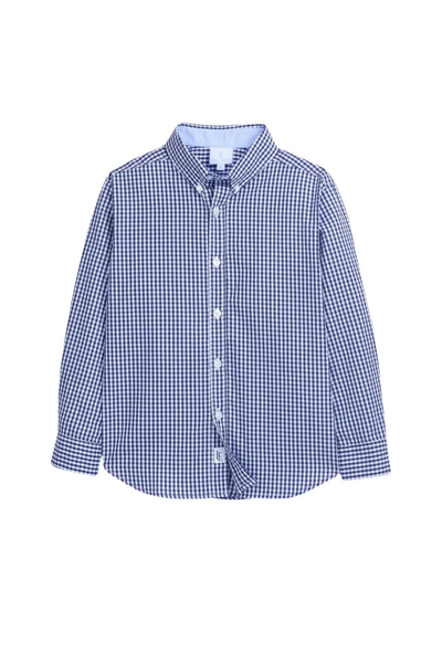 Navy Check Button Down Shirt