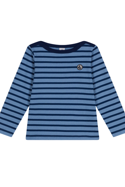 Petit Bateau - Blue Long Sleeve Striped Top