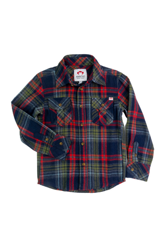 Appaman - Navy Cranberry Plaid Flannel Shirt