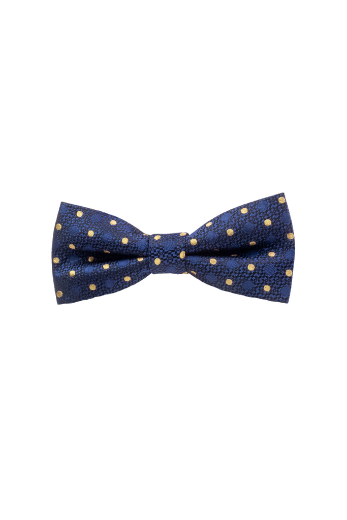 Navy Gold Dots Bow Tie