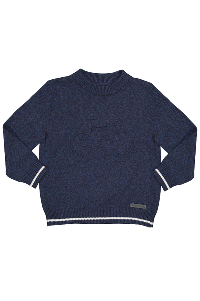 Navy Bike Embossed Sweater