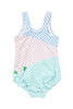 Flowers Colorblock Tank Swimsuit