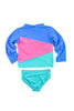 Flowers Colorblock Rash Guard Tankini Set