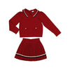 Red Pleated Knit Skirt Set