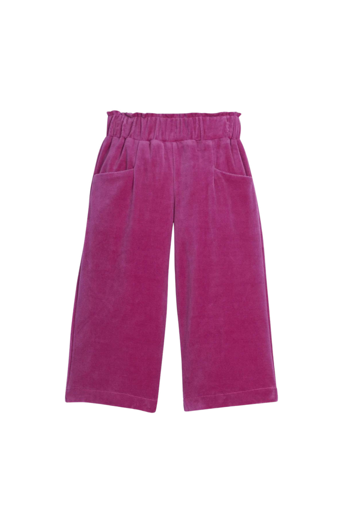 Little English - Magenta Velour Cropped Palazzo Pants