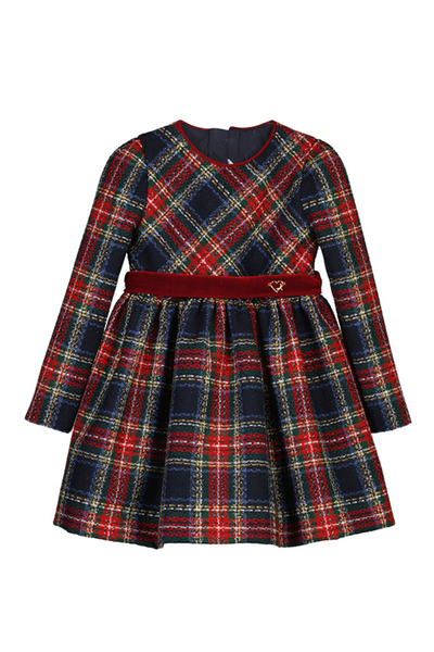 Navy Red Plaid Dress