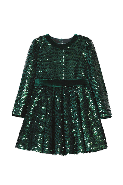 Green Sequins Velvet Dress