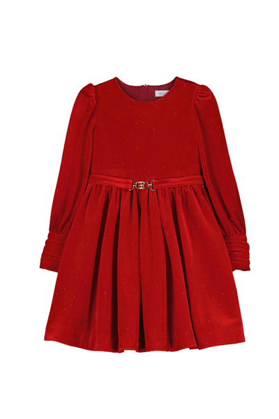 Red Glitter Velvet Dress