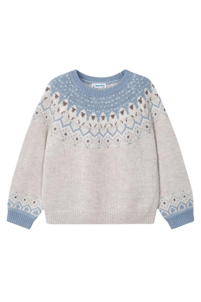 Natural Blue Jacquard Sweater