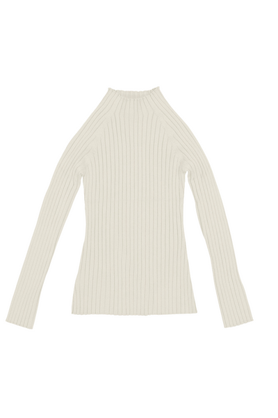 Ivory Rib Knit Mockneck Sweater