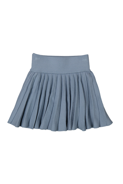 Sky Blue Knit Pleated Skirt