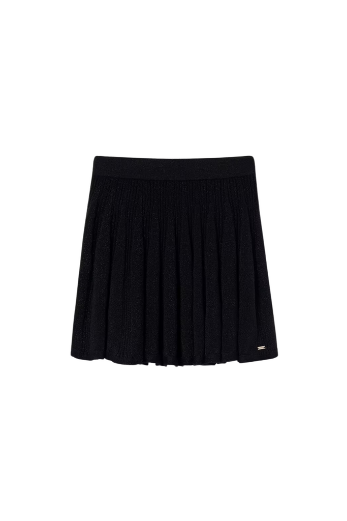 Black Pleated Knit Skirt