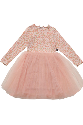 Petite Hailey - Peach Vintage Flower Dress