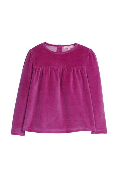 Little English - Magenta Velour Lisle Top