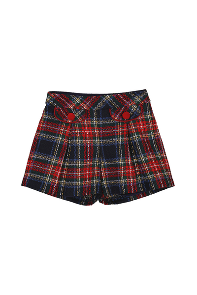 Navy Red Plaid Shorts