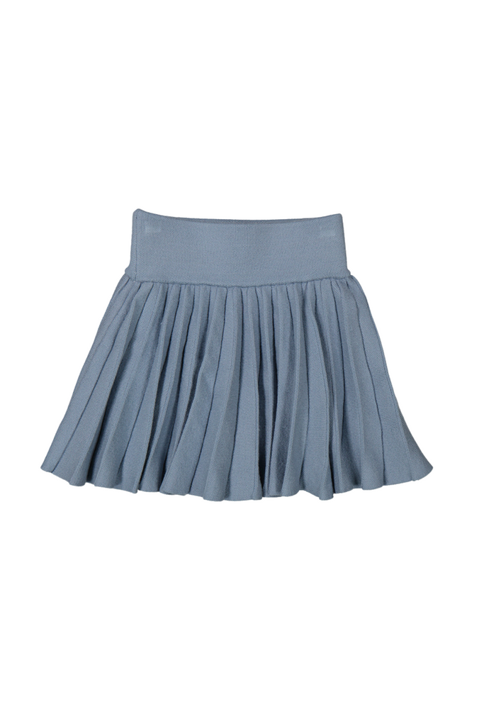 Sky Blue Knit Pleated Skirt