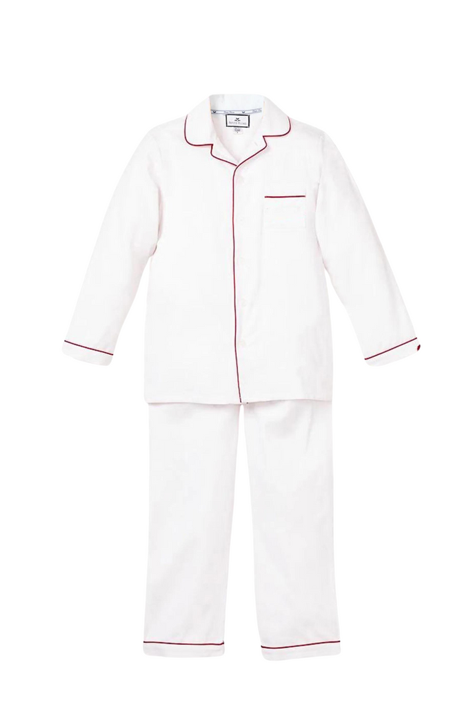 Petite Plume - Red Piping White Pajama Set