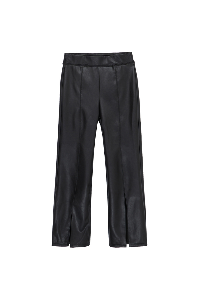 Faux Black Leather Flare Pants