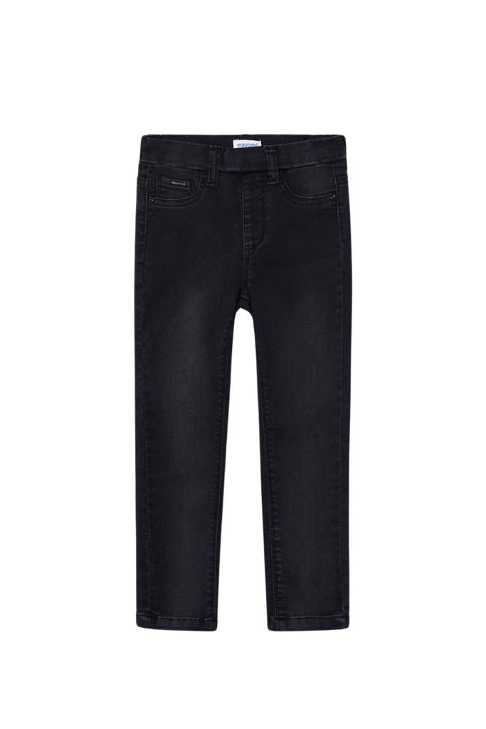 Pull On Black Denim Pants