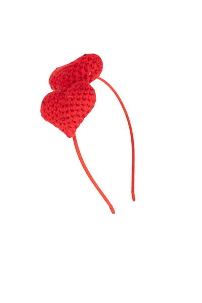 Double Crystallized Red Crochet Heart Headband