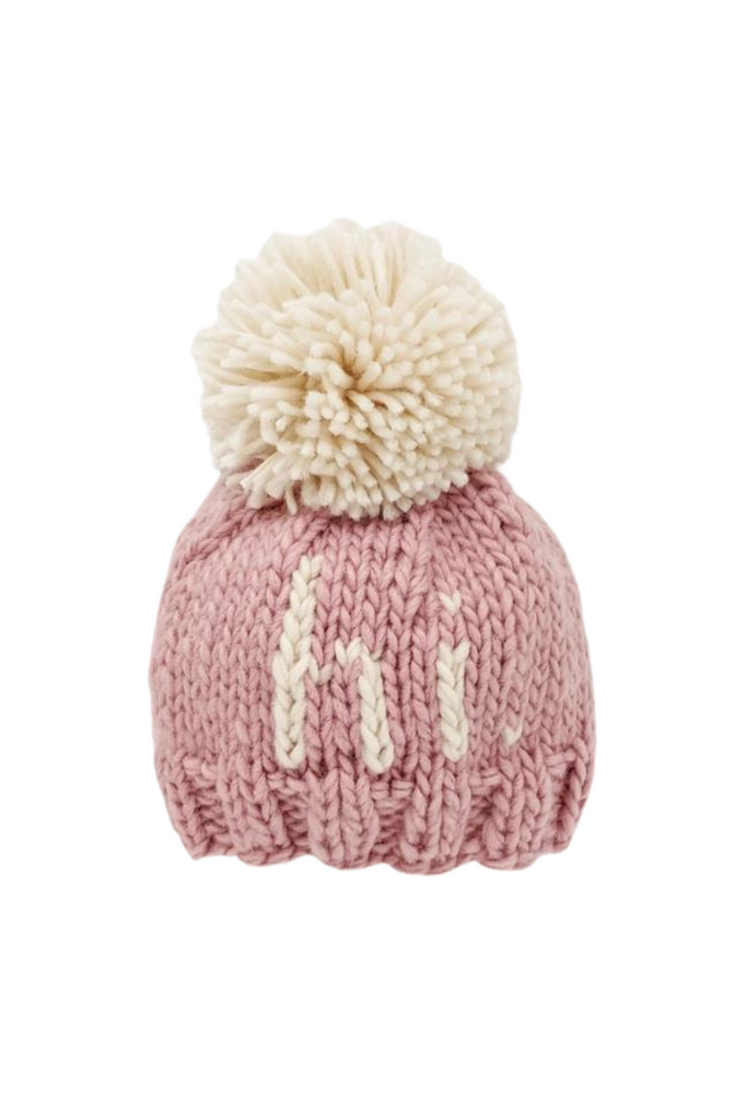 "Hi" Knit Beanie - Pink