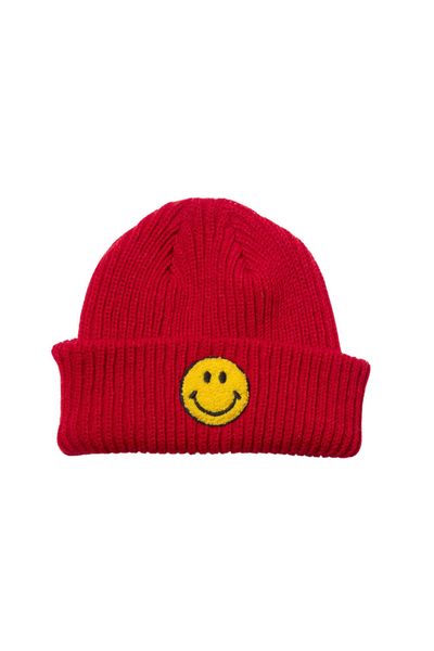 Yellow Smile Beanie - Red