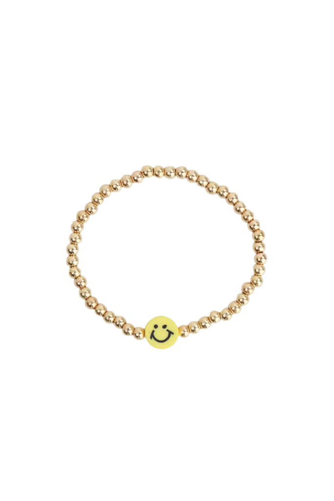 Beaded Yellow Happy Face Bracelet