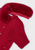 Red Cardigan Faux Fur Collar