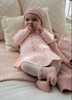 Pink Tricot Knit Dress & Hat Set