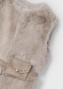 Beige Belted Faux Fur Vest