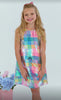 Lola And The Boys - Sequin Plaid Pastel Tank Dress