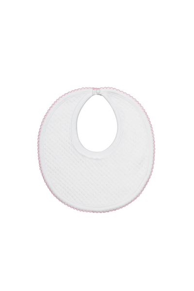 White Milano Bib With Pink Trim